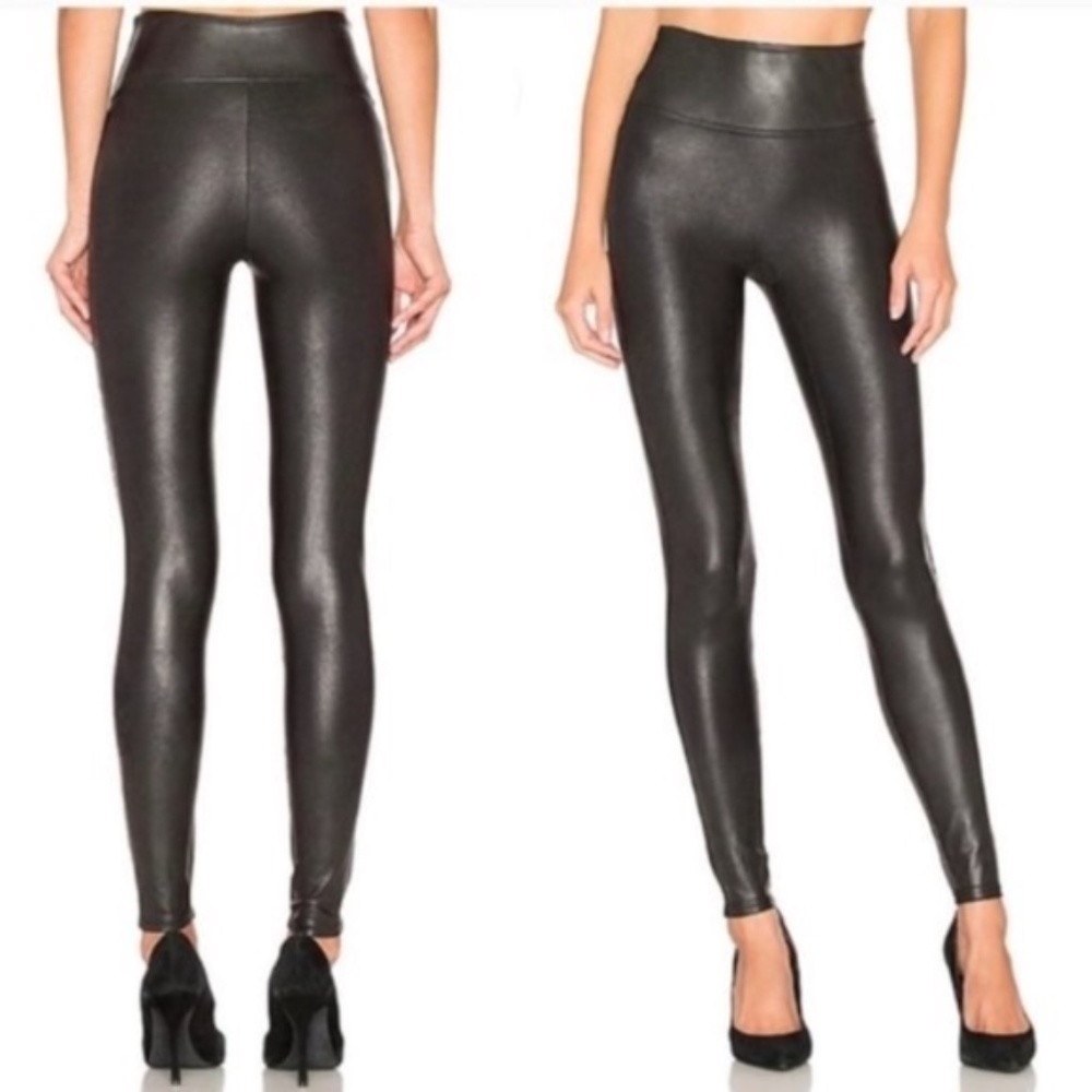 Spanx Black Faux Leather Leggings SZ M
